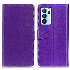 Funda de Cuero Cartera con Soporte Carcasa A06D para Oppo Reno6 Pro 5G India Morado