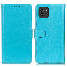 Funda de Cuero Cartera con Soporte Carcasa A06D para Samsung Galaxy A03 Azul Cielo