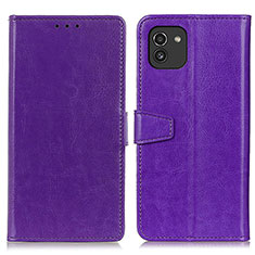 Funda de Cuero Cartera con Soporte Carcasa A06D para Samsung Galaxy A03 Morado