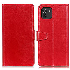 Funda de Cuero Cartera con Soporte Carcasa A06D para Samsung Galaxy A03 Rojo