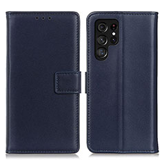 Funda de Cuero Cartera con Soporte Carcasa A06D para Samsung Galaxy S22 Ultra 5G Azul