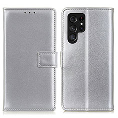 Funda de Cuero Cartera con Soporte Carcasa A06D para Samsung Galaxy S23 Ultra 5G Plata