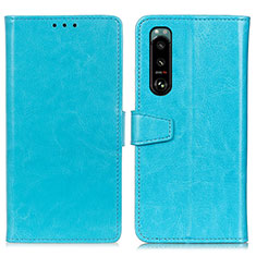 Funda de Cuero Cartera con Soporte Carcasa A06D para Sony Xperia 5 III Azul Cielo