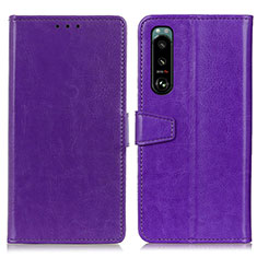 Funda de Cuero Cartera con Soporte Carcasa A06D para Sony Xperia 5 III SO-53B Morado