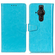 Funda de Cuero Cartera con Soporte Carcasa A06D para Sony Xperia PRO-I Azul Cielo