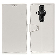 Funda de Cuero Cartera con Soporte Carcasa A06D para Sony Xperia PRO-I Blanco