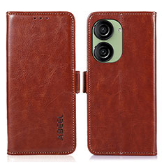 Funda de Cuero Cartera con Soporte Carcasa A07D para Asus ZenFone 10 Marron