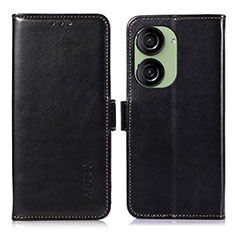 Funda de Cuero Cartera con Soporte Carcasa A07D para Asus ZenFone 10 Negro