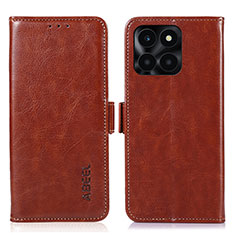 Funda de Cuero Cartera con Soporte Carcasa A07D para Huawei Honor X6a Marron