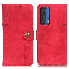 Funda de Cuero Cartera con Soporte Carcasa A07D para Motorola Moto Edge (2021) 5G Rojo