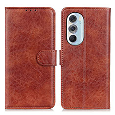 Funda de Cuero Cartera con Soporte Carcasa A07D para Motorola Moto Edge 30 Pro 5G Marron