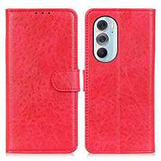 Funda de Cuero Cartera con Soporte Carcasa A07D para Motorola Moto Edge 30 Pro 5G Rojo