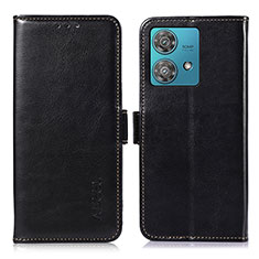 Funda de Cuero Cartera con Soporte Carcasa A07D para Motorola Moto Edge 40 Neo 5G Negro