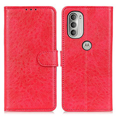 Funda de Cuero Cartera con Soporte Carcasa A07D para Motorola Moto G51 5G Rojo