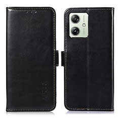 Funda de Cuero Cartera con Soporte Carcasa A07D para Motorola Moto G54 5G Negro