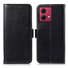 Funda de Cuero Cartera con Soporte Carcasa A07D para Motorola Moto G84 5G Negro