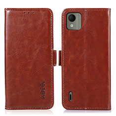 Funda de Cuero Cartera con Soporte Carcasa A07D para Nokia C110 Marron