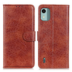 Funda de Cuero Cartera con Soporte Carcasa A07D para Nokia C12 Marron