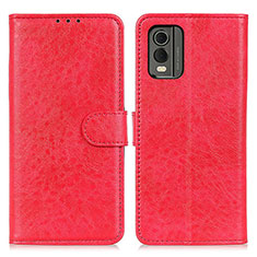 Funda de Cuero Cartera con Soporte Carcasa A07D para Nokia C210 Rojo