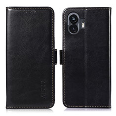 Funda de Cuero Cartera con Soporte Carcasa A07D para Nothing Phone 2 Negro