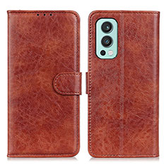 Funda de Cuero Cartera con Soporte Carcasa A07D para OnePlus Nord 2 5G Marron