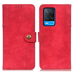 Funda de Cuero Cartera con Soporte Carcasa A07D para Oppo A54 4G Rojo