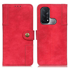 Funda de Cuero Cartera con Soporte Carcasa A07D para Oppo Reno5 A Rojo