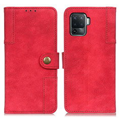 Funda de Cuero Cartera con Soporte Carcasa A07D para Oppo Reno5 F Rojo