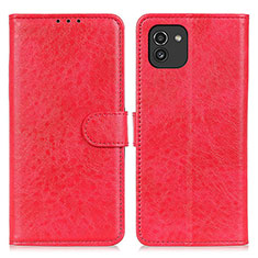 Funda de Cuero Cartera con Soporte Carcasa A07D para Samsung Galaxy A03 Rojo