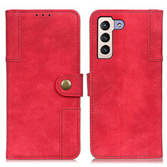 Funda de Cuero Cartera con Soporte Carcasa A07D para Samsung Galaxy S21 FE 5G Rojo