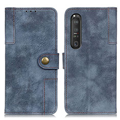 Funda de Cuero Cartera con Soporte Carcasa A07D para Sony Xperia 1 III Azul