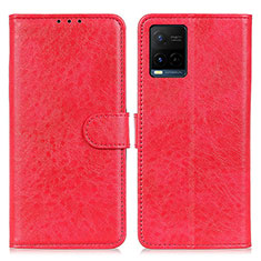 Funda de Cuero Cartera con Soporte Carcasa A07D para Vivo Y21t Rojo