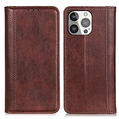 Funda de Cuero Cartera con Soporte Carcasa A08 para Apple iPhone 14 Pro Max Marron