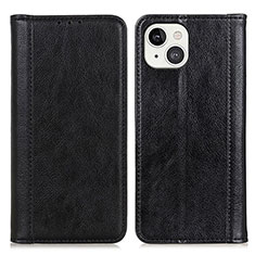 Funda de Cuero Cartera con Soporte Carcasa A08 para Apple iPhone 15 Negro