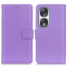 Funda de Cuero Cartera con Soporte Carcasa A08D para Huawei Honor 90 5G Morado