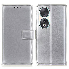 Funda de Cuero Cartera con Soporte Carcasa A08D para Huawei Honor 90 5G Plata