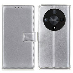 Funda de Cuero Cartera con Soporte Carcasa A08D para Huawei Honor X9b 5G Plata