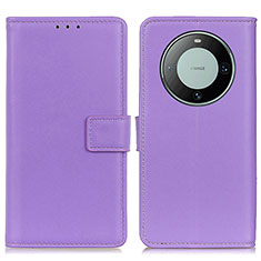 Funda de Cuero Cartera con Soporte Carcasa A08D para Huawei Mate 60 Morado