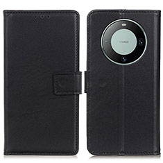 Funda de Cuero Cartera con Soporte Carcasa A08D para Huawei Mate 60 Negro