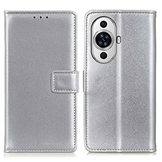 Funda de Cuero Cartera con Soporte Carcasa A08D para Huawei Nova 11 Ultra Plata