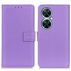 Funda de Cuero Cartera con Soporte Carcasa A08D para Huawei Nova 11i Morado