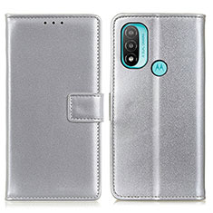 Funda de Cuero Cartera con Soporte Carcasa A08D para Motorola Moto E30 Plata