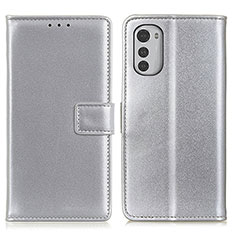 Funda de Cuero Cartera con Soporte Carcasa A08D para Motorola Moto E32s Plata