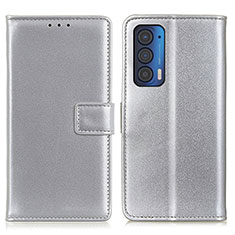 Funda de Cuero Cartera con Soporte Carcasa A08D para Motorola Moto Edge (2021) 5G Plata