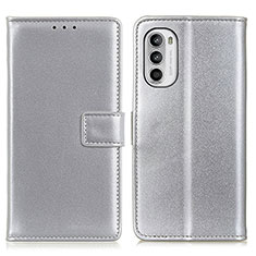 Funda de Cuero Cartera con Soporte Carcasa A08D para Motorola Moto Edge (2022) 5G Plata