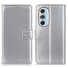 Funda de Cuero Cartera con Soporte Carcasa A08D para Motorola Moto Edge 30 Pro 5G Plata