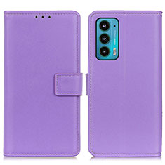 Funda de Cuero Cartera con Soporte Carcasa A08D para Motorola Moto Edge Lite 5G Morado