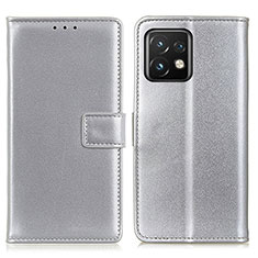 Funda de Cuero Cartera con Soporte Carcasa A08D para Motorola Moto Edge Plus (2023) 5G Plata