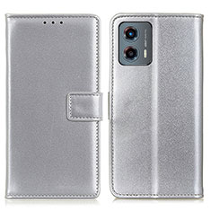 Funda de Cuero Cartera con Soporte Carcasa A08D para Motorola Moto G 5G (2023) Plata