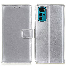 Funda de Cuero Cartera con Soporte Carcasa A08D para Motorola Moto G22 Plata